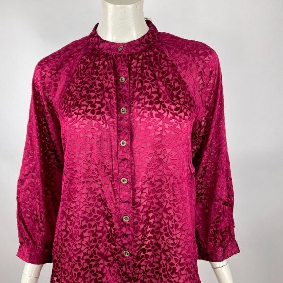 Anthropologie Velvet Burnout‎ Blouse Women M NWT Button-Up 3/4 Sleeve Tunic Top - Picture 5 of 16